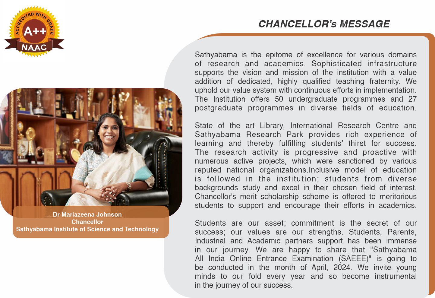 chancellor message